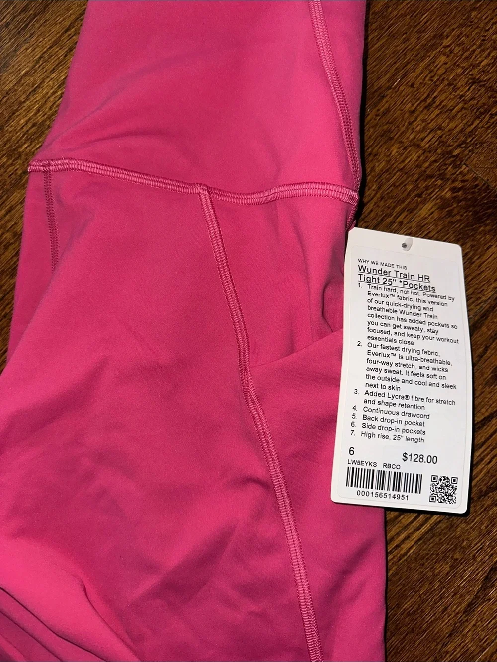 Lululemon Wunder Train HR Tight 25” *Pockets Raspberry Coulis - NWT